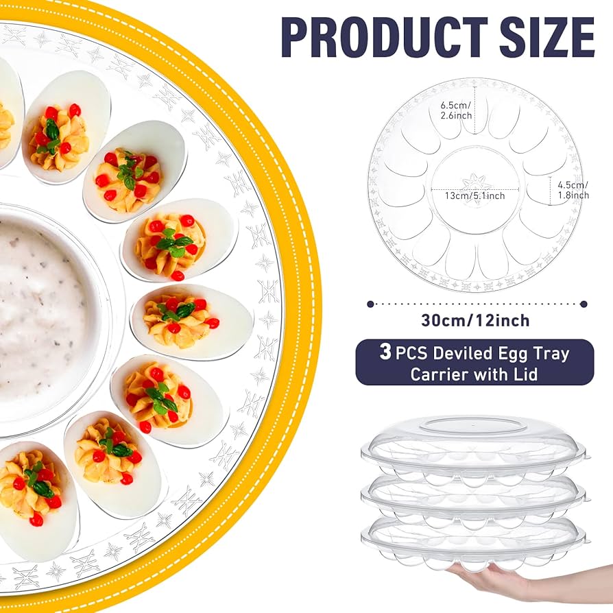 Amazon.com | Shellwei 3 Pcs Deviled Egg Tray with Lid 12